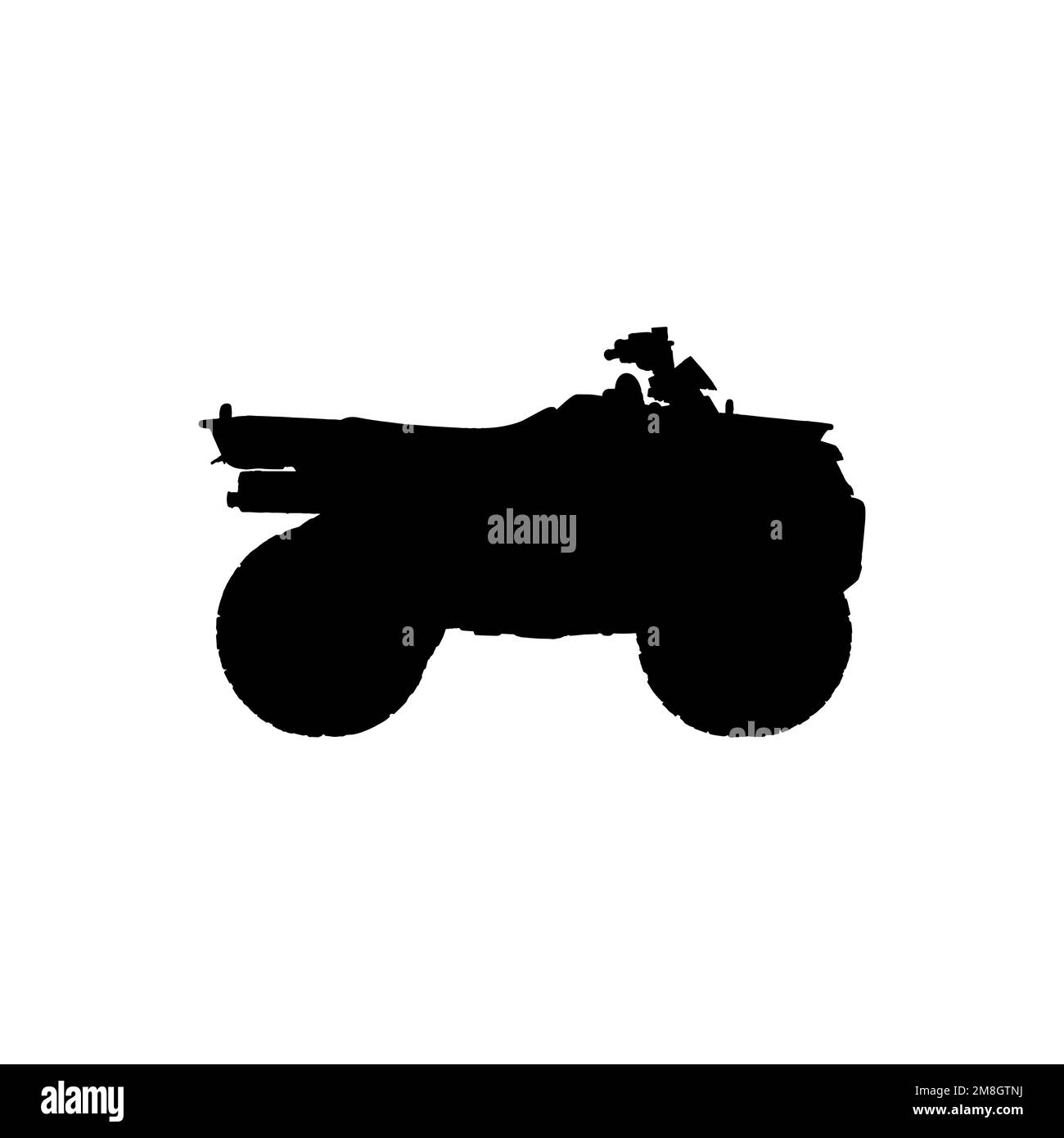 Quad-Bike-Ikone. Einfaches Hintergrundsymbol für Outdoor-Sportposter. Logo der ATV-Marke. ATV-T-Shirt-Druck. Vektor für Aufkleber. Stock Vektor