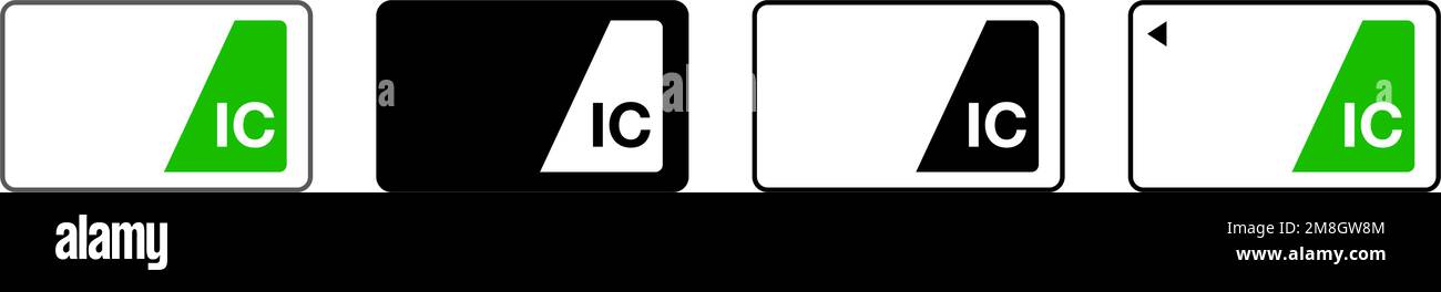 Symbolsatz der IC-Karte mit verschiedenen Stilen. Elektronische Zahlungskarte. Bearbeitbarer Vektor. Stock Vektor