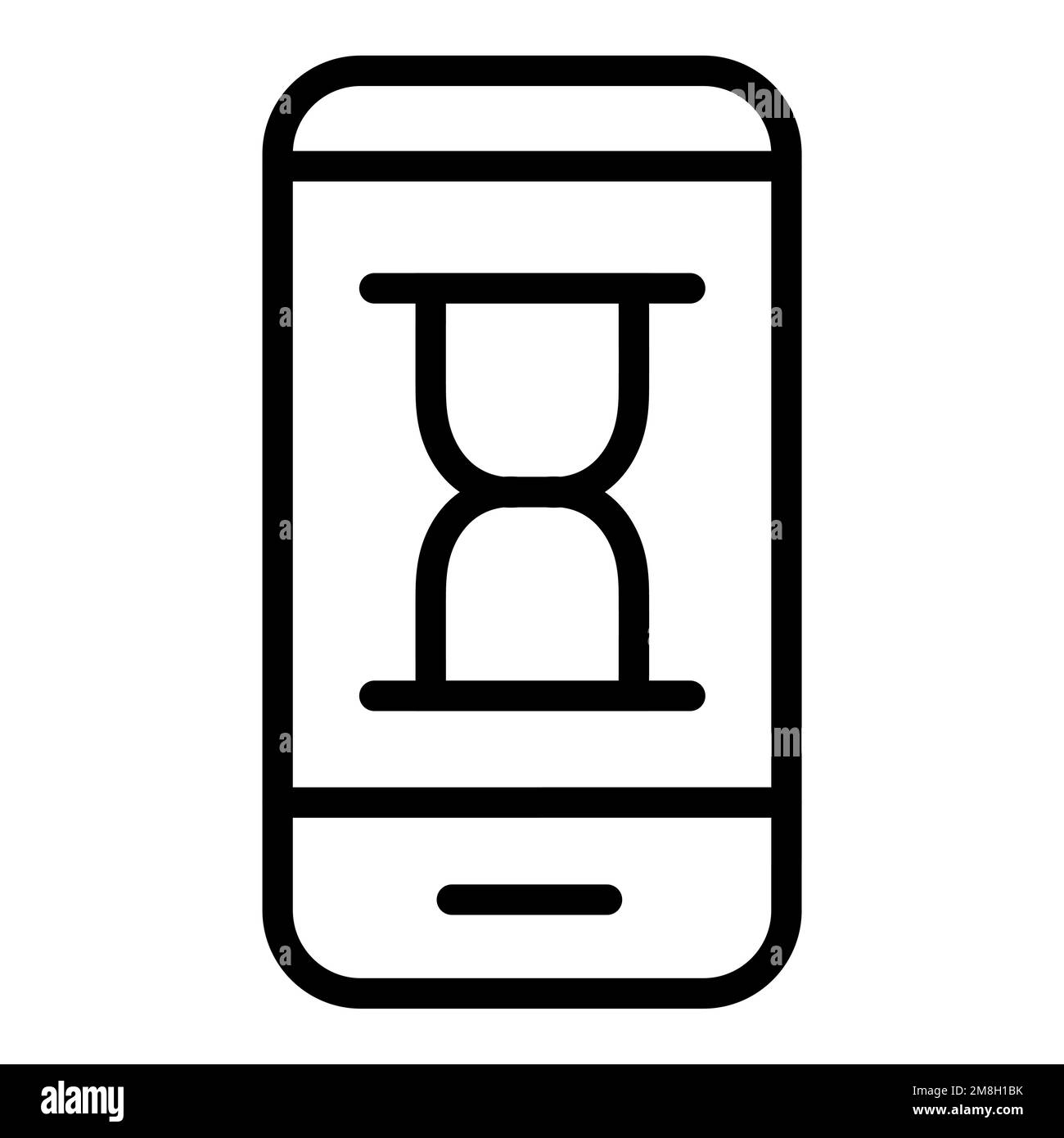 Laden der Smartphone-Symbolzeile isoliert auf weißem Hintergrund. Schwarzer, flacher Klassiker mit modernem Umriss. Lineares Symbol und bearbeitbare Kontur. Einfache und Stock Vektor