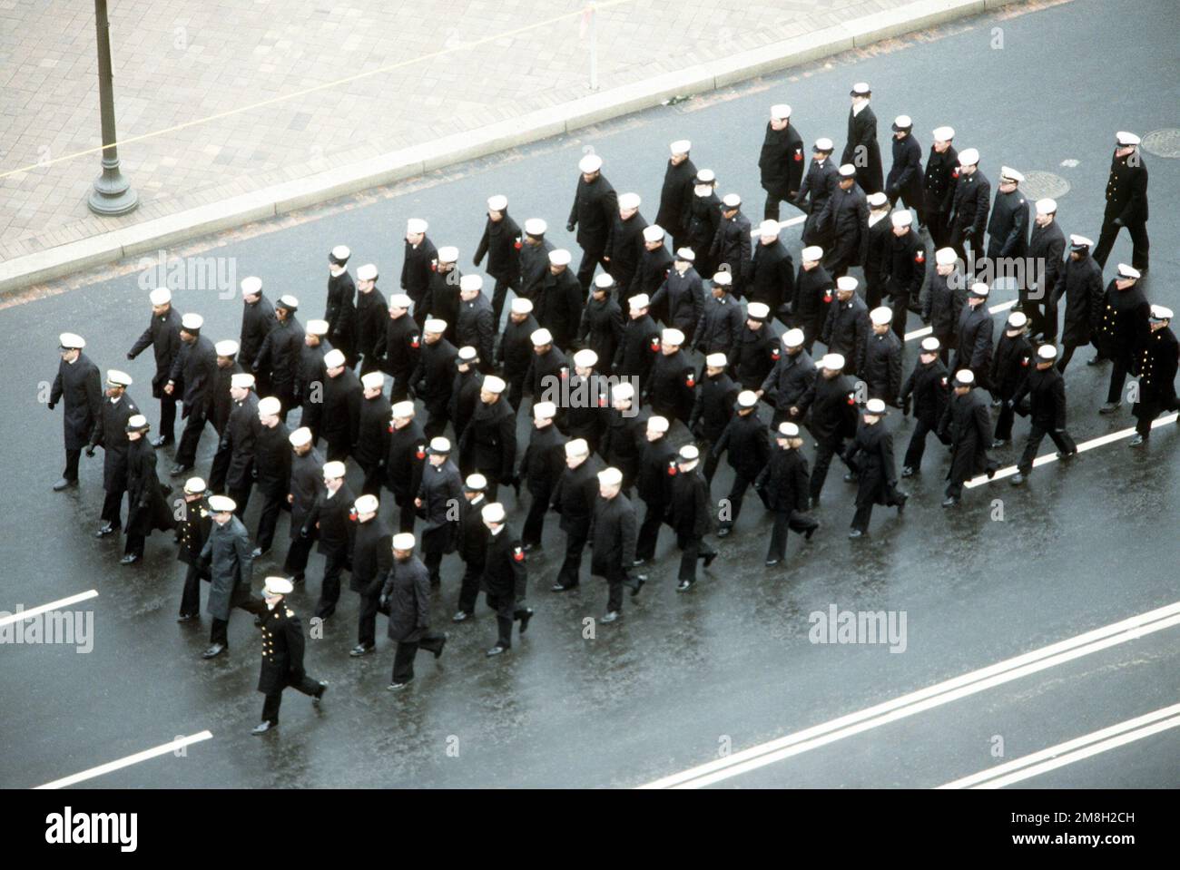 Üben Sie Die Eröffnungsfeier. United States Navy Reserve Kompanie marschiert während der Probe für die Präsidentschaftseinführung 42. Basis: Washington State: District of Columbia (DC) Land: Vereinigte Staaten von Amerika (USA) Stockfoto