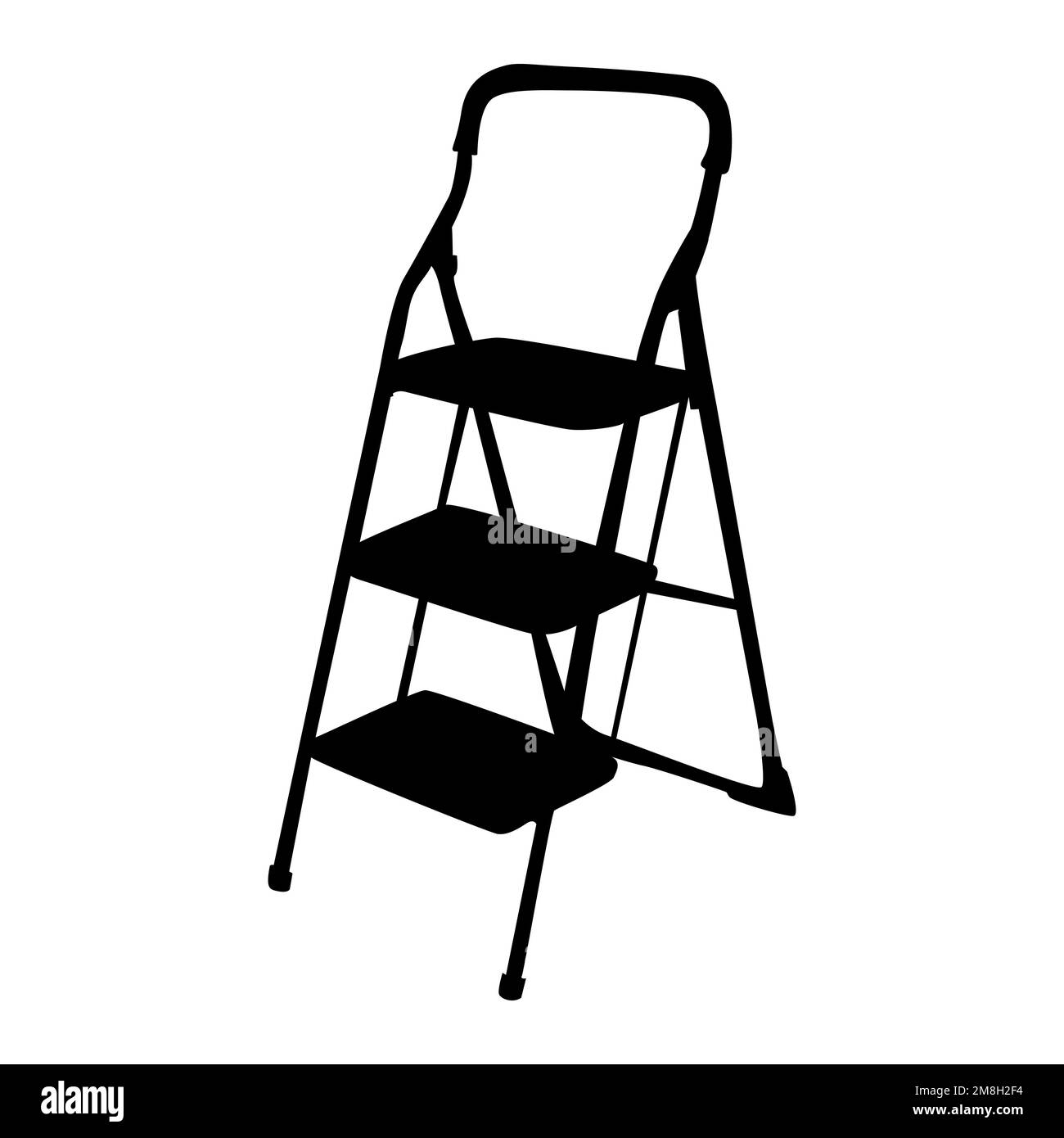 Leitersymbol. Aluminium- oder Metalltreppe für die allgemeine Ordnung und Sauberkeit. Trittleiter für Reparatur-, Renovierungs- und Bauarbeiten. Silhouette für Klappstufen. Vektor Stock Vektor Leitersymbol. Aluminium- oder Metalltreppe für die allgemeine Ordnung und Sauberkeit. Trittleiter für Reparatur-, Renovierungs- und Bauarbeiten. Silhouette für Klappstufen. Vektor Stock Vektor