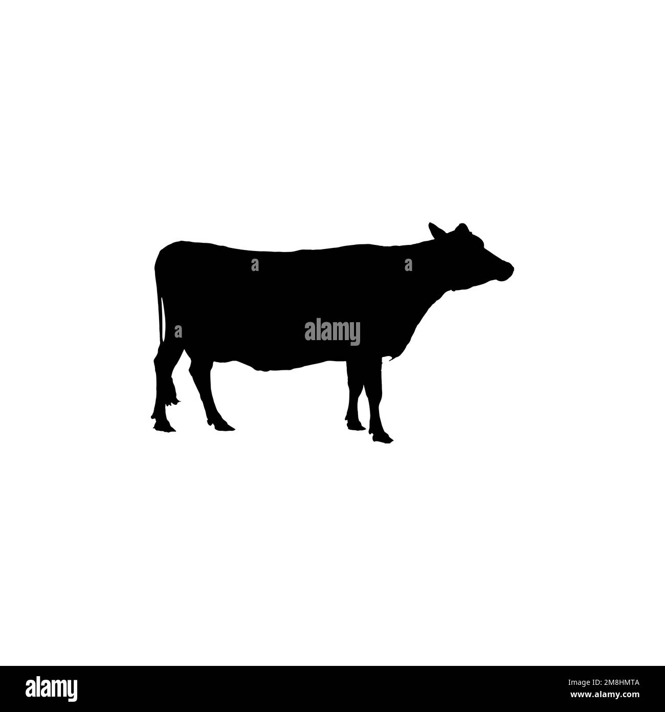 Kuhsymbol. Schlichtes Postersymbol für Landwirtschaftsprodukte im Großverkauf. Cow-Markenlogo-Designelement. Cow-T-Shirt-Druck. vektor für Aufkleber. Stock Vektor