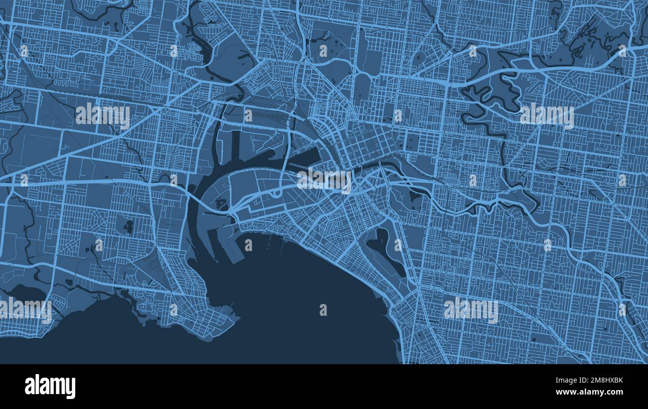 Detaillierte Karte der Stadtverwaltung von Melbourne. Unentgeltliche Vektordarstellung. Stadtpanorama. Dekorative grafische Touristenkarte von Melbourne Stock Vektor