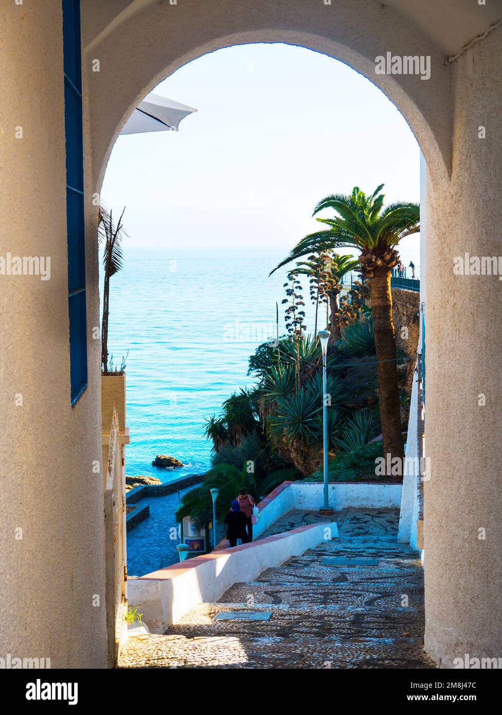 Loggia auf dem Balcon de Europa in Nerja Spanien Stockfoto