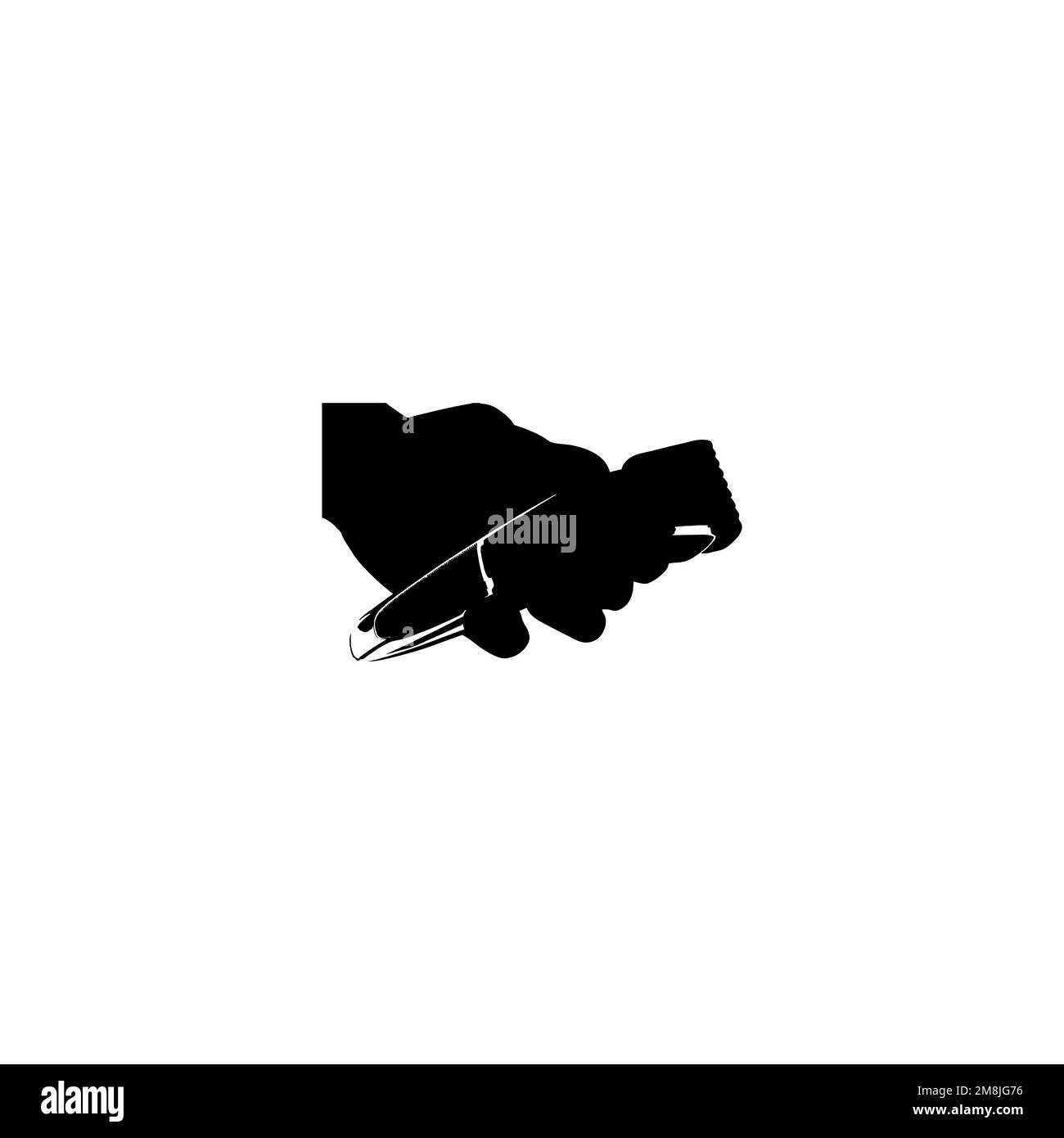 Symbol „Elektrischer Rasierer in der Hand“. Einfaches Poster-Hintergrundsymbol für große Sonderangebote beim Friseur. Elektrischer Rasierer in der Hand Logo-Designelement. Stock Vektor