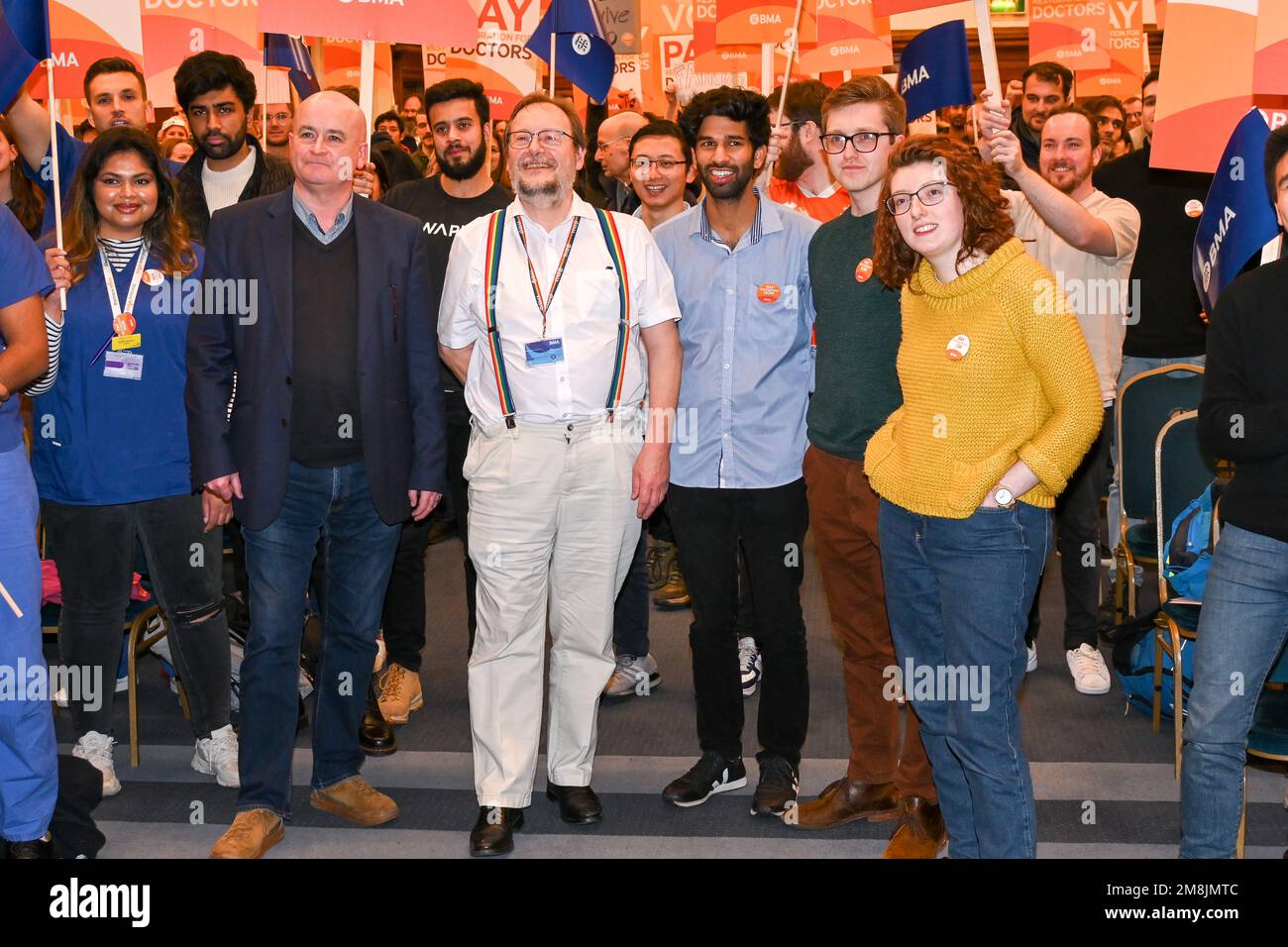 London, Großbritannien. 14. Januar 2023 Das BMA Junior Doctors Committee im Vereinigten Königreich veranstaltet in der Central Hall Westminster eine Kundgebung für die Lohnsanierung. Kredit: Siehe Li/Picture Capital/Alamy Live News Stockfoto