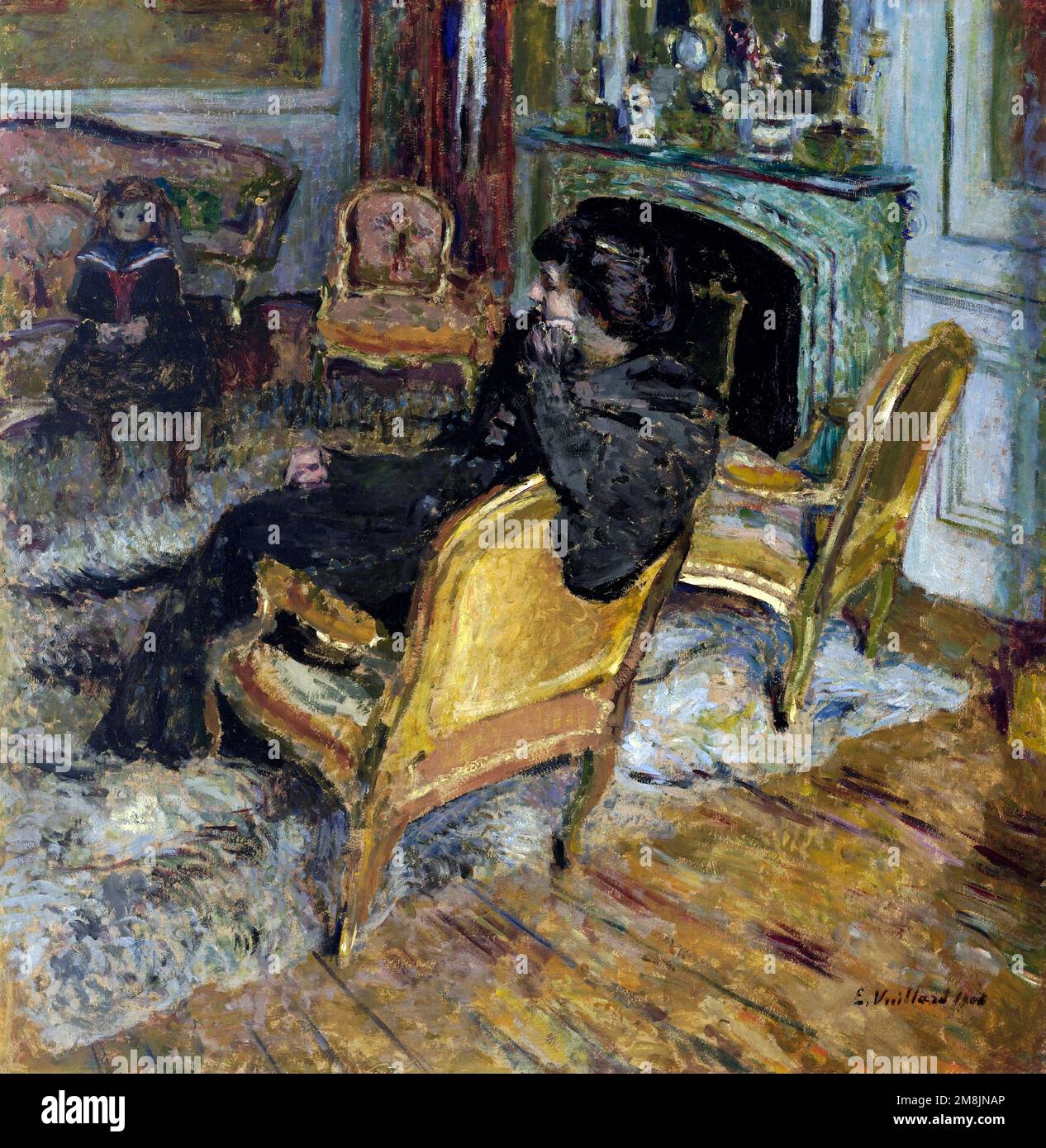 Edouard Vuillard. "Der vergoldete Stuhl, Madame Georges Feydeau and her Son" von Jean-Edouard Vuillard (1868-1940), Öl im Panel, 1906 Stockfoto