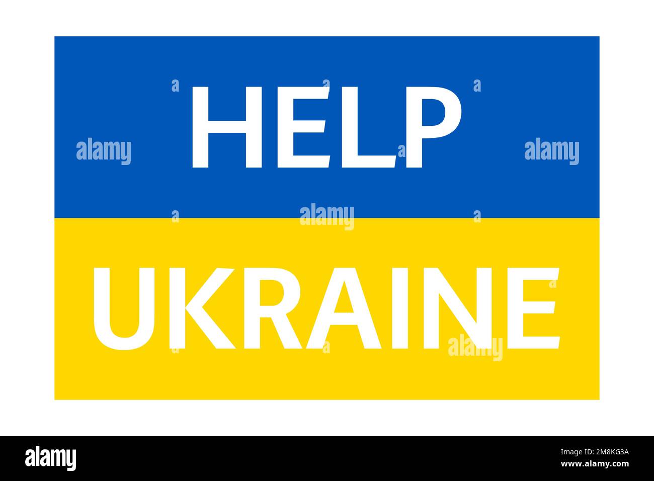 Ukrainische Flagge mit Inschrift Helfen Sie der Ukraine. Bete Für Die Ukraine. Beenden Sie den Krieg. Unterstützung des Landes während der Besatzung Stock Vektor