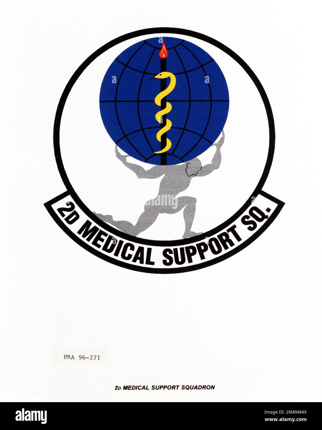 Air Force Organizational Emblem: 2. Medizinisches Hilfsgeschwader, Air Combat Command (ACC), exaktes Datum Schuss unbekannt. Basis: Luftwaffenstützpunkt Maxwell Bundesstaat: Alabama (AL) Land: Vereinigte Staaten von Amerika (USA) Stockfoto