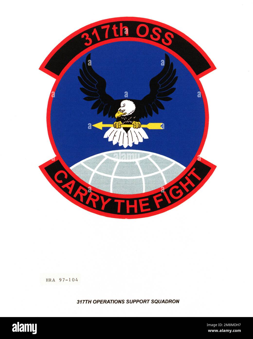 Luftwaffenorganisation Emblem: 317.-Einsatzstaffel, Luftmobilitätskommando exaktes Datum des Schusses unbekannt. Basis: Luftwaffenstützpunkt Maxwell Bundesstaat: Alabama (AL) Land: Vereinigte Staaten von Amerika (USA) Stockfoto