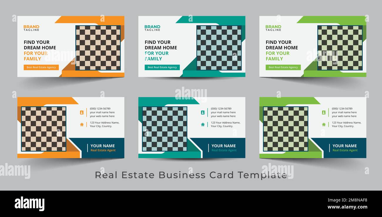 Entwurf einer Business Card-Vorlage für Immobilienmakler und Hausvertrieb Stock Vektor