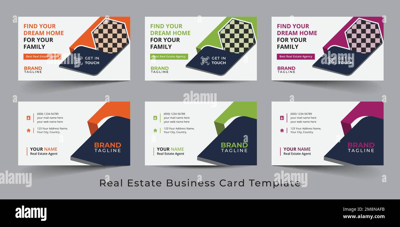 Entwurf einer Business Card-Vorlage für Immobilienmakler und Hausvertrieb Stock Vektor