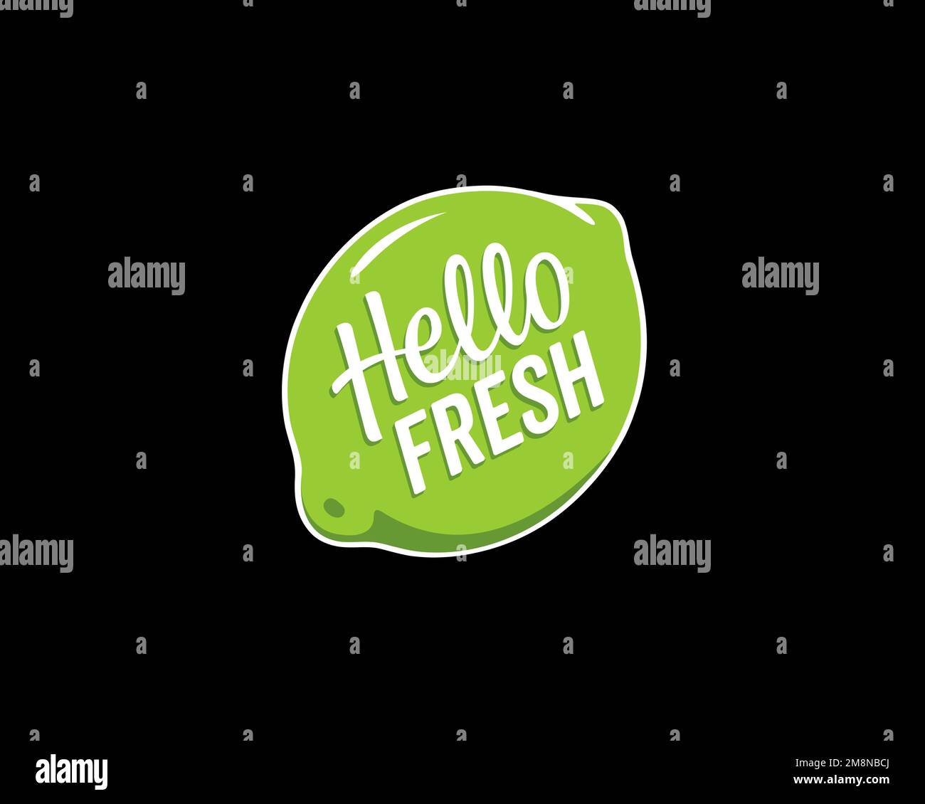 HelloFresh, gedrehtes Logo, schwarzer Hintergrund Stockfoto