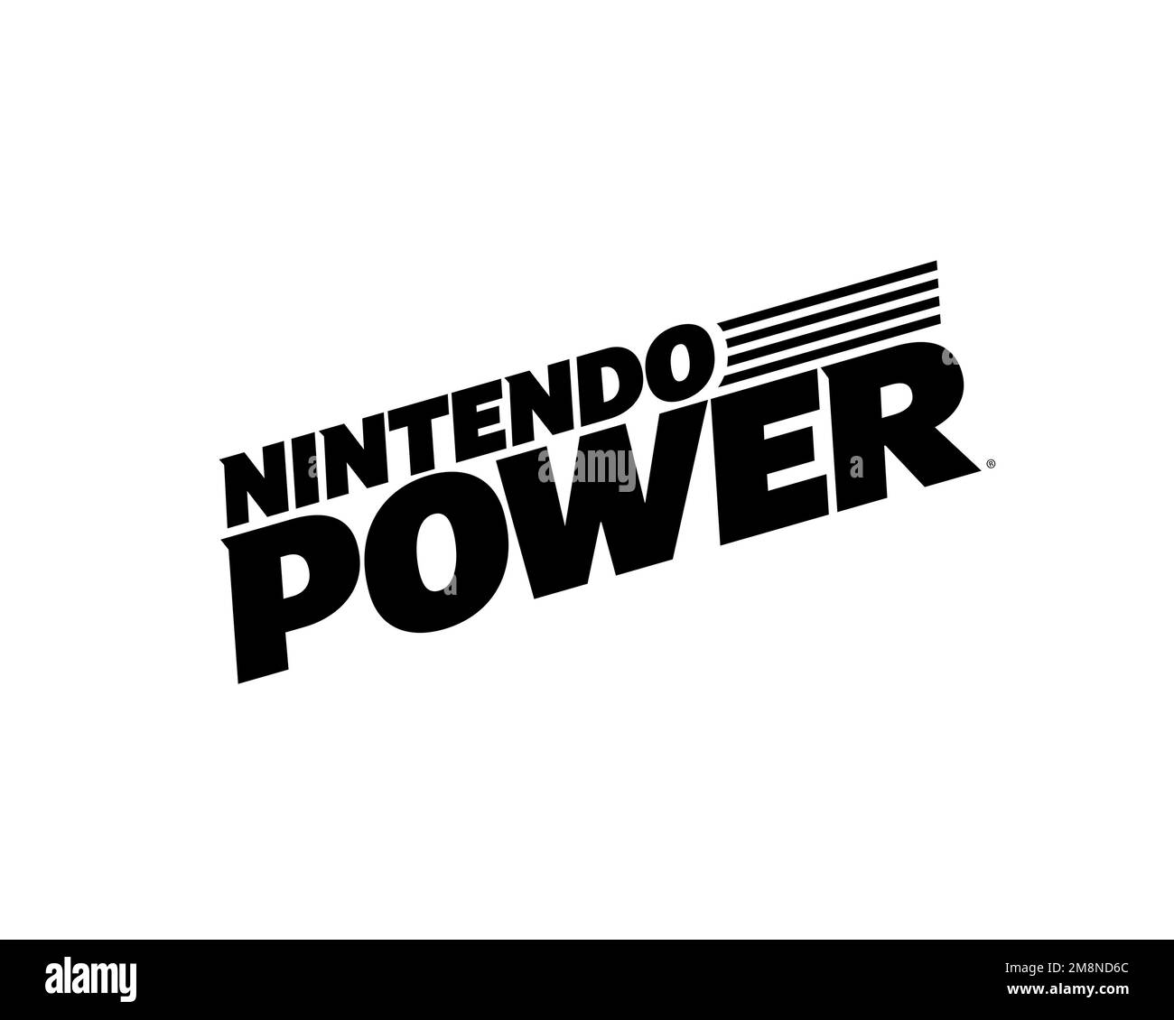 Nintendo Power, Gedrehtes Logo, Weißer Hintergrund Stockfoto