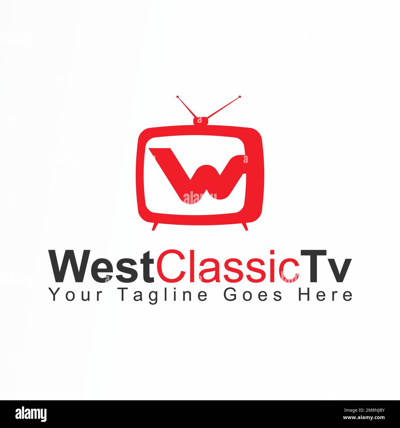 Einfache Buchstaben- oder Wortschrift W und klassisches Fernsehbild Grafiksymbol Logo Design abstraktes Konzept Vektormaterial im Zusammenhang mit Rundfunk oder Film Stock Vektor