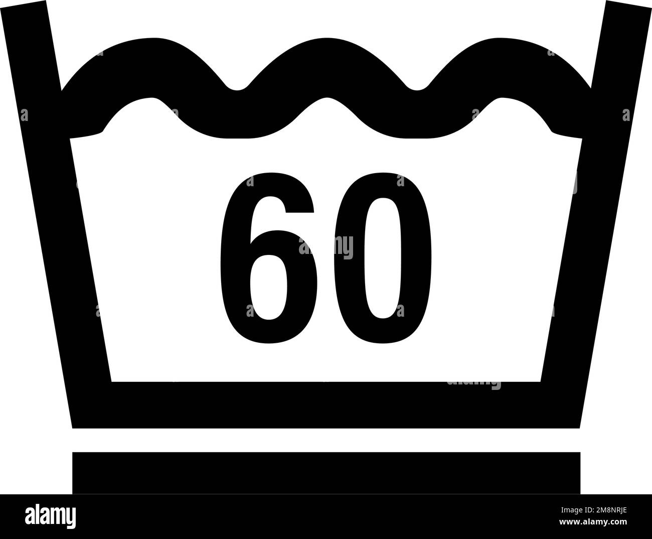 Symbol „bei 60 Grad waschen“. Wassertemperatur 60C. Waschtemperatur 60. Wäschesymbol. Bearbeitbarer Vektor. Stock Vektor