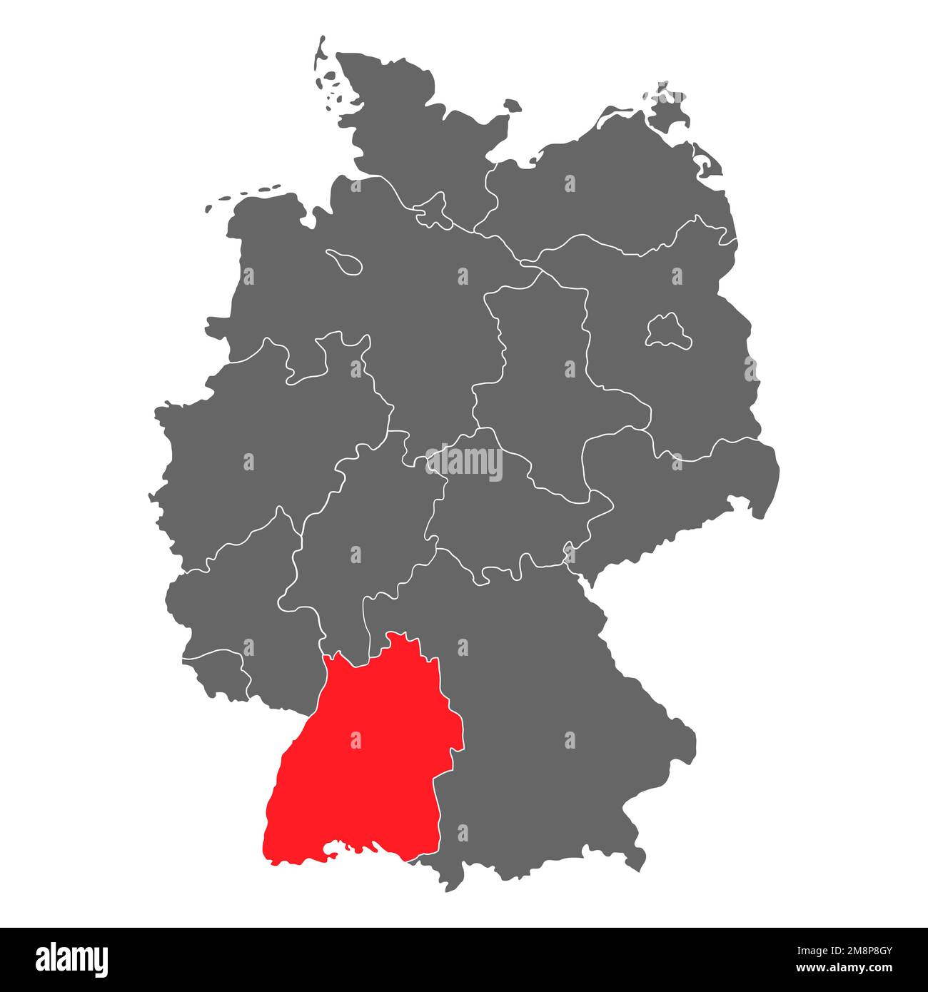 Baden-Württemberger Landkarte, geographisches Grundkonzept, isolierte grafische Hintergrundvektordarstellung. Stock Vektor