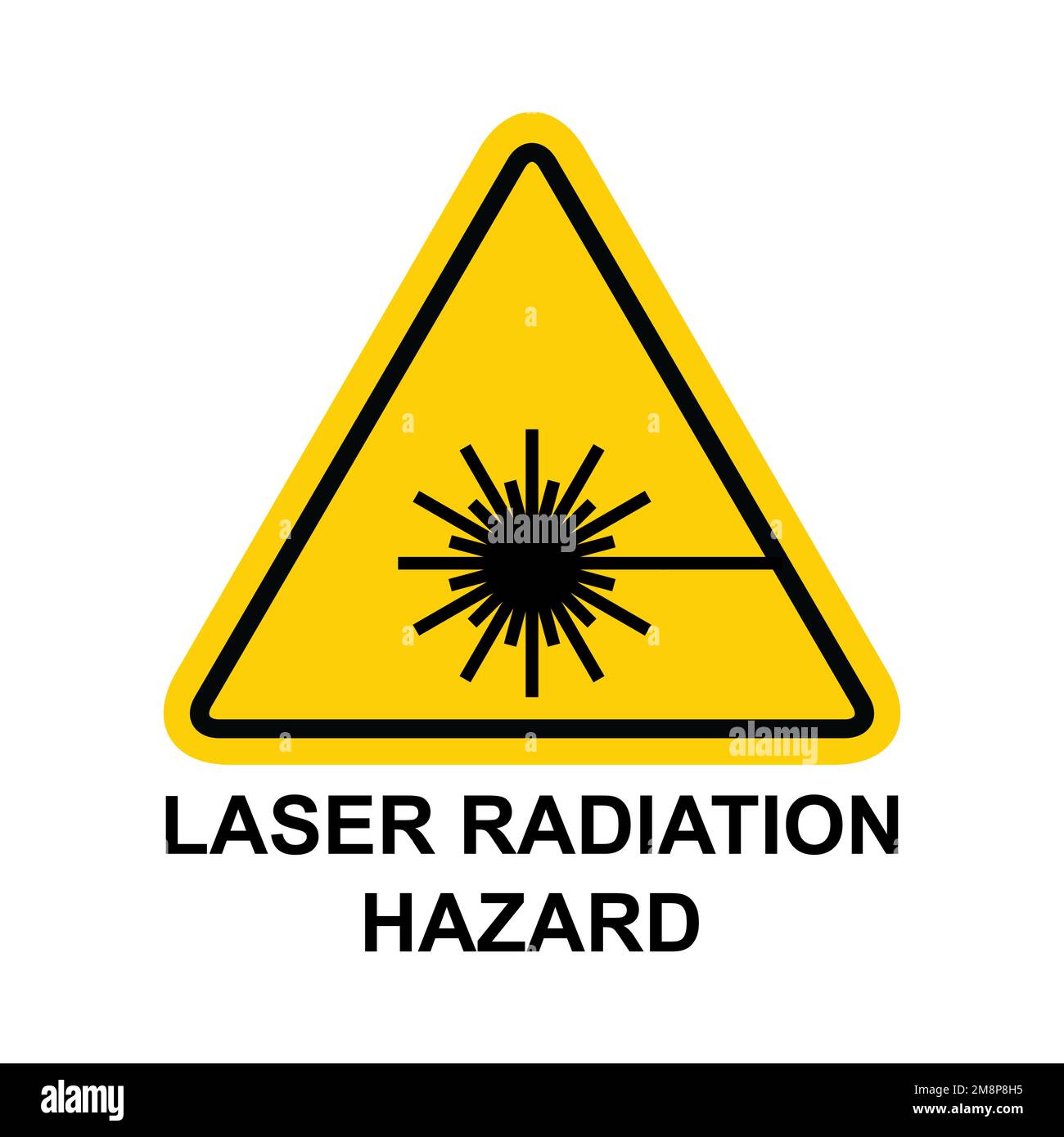 Symbol für die Gefahr einer Laserstrahlung, Symbol für Sicherheitsinformationen Vektordarstellung. Stock Vektor