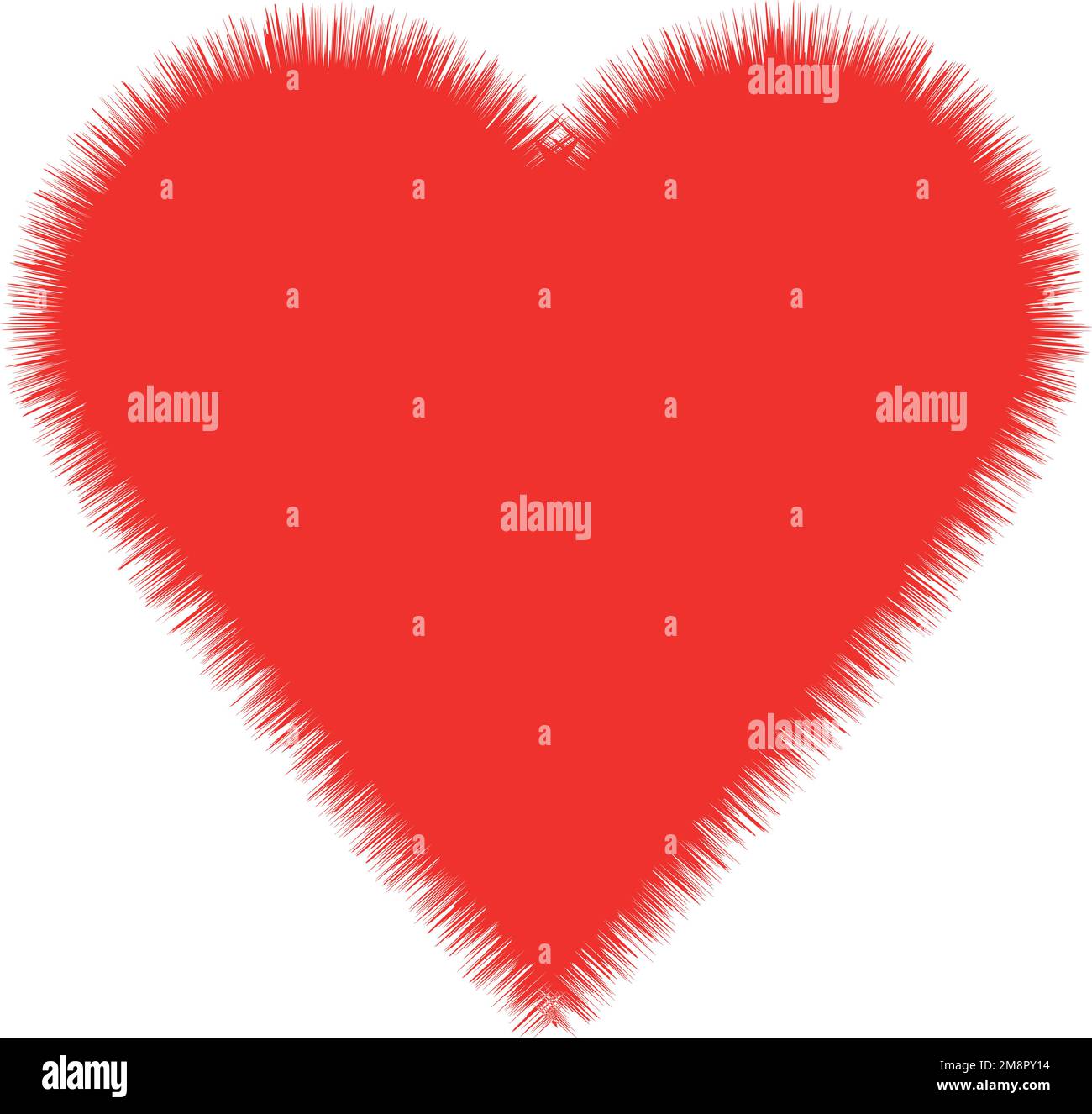 Pelzherz zum Valentinstag. Roter flauschiger Herzvektor auf weißem Hintergrund Stock Vektor