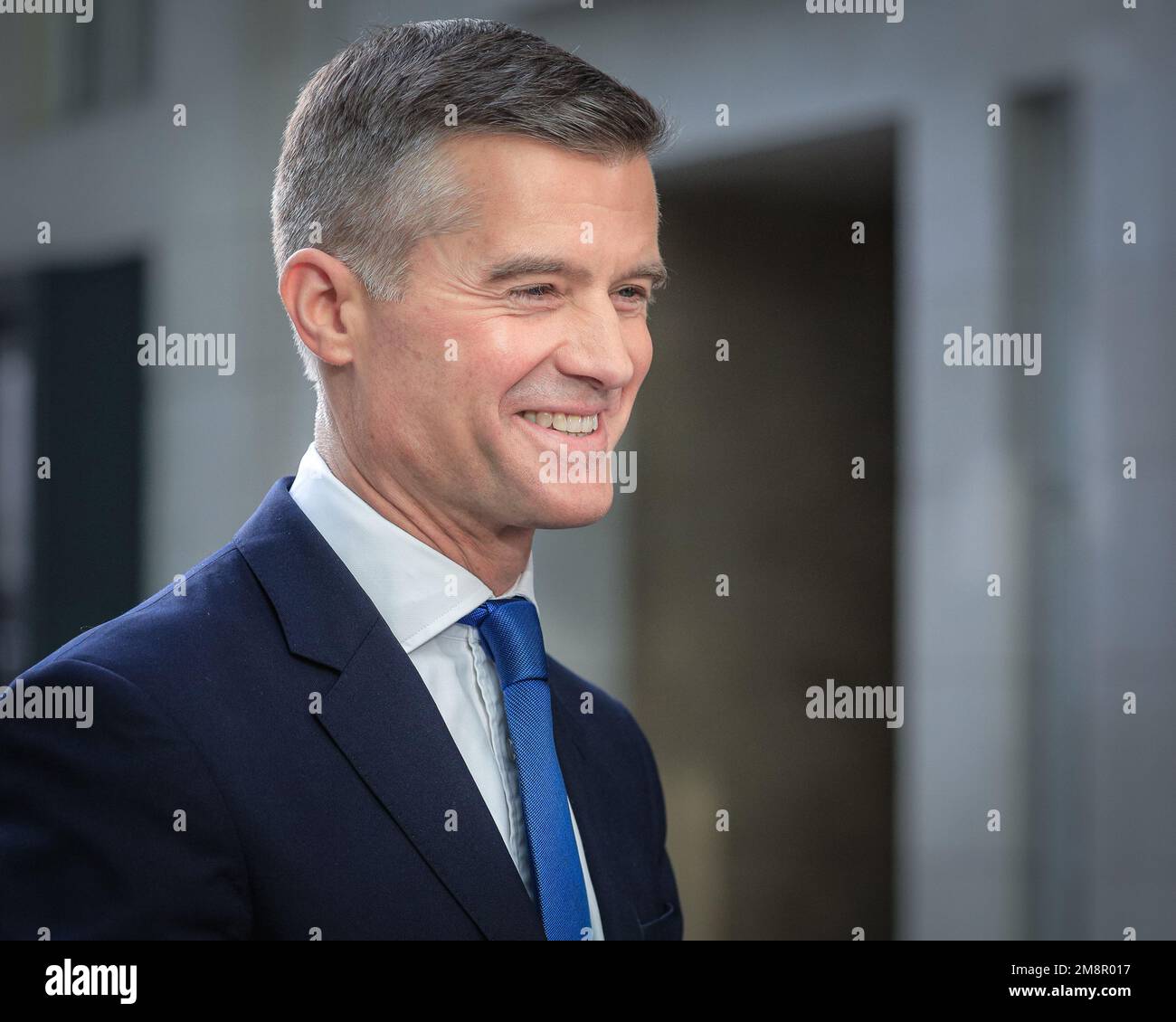 London, Großbritannien. 15. Januar 2023. Mark Harper, Abgeordneter des Verkehrsministers der Konservativen Partei, im BBC Broadcasting House in London für das aktuelle Programm Sonntag mit Laura Kuenssberg. Kredit: Imageplotter/Alamy Live News Stockfoto