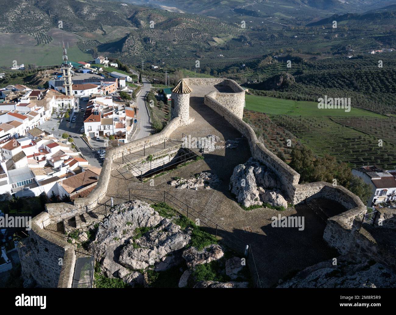 Das maurische Schloss von Olvera in Südspanien Stockfoto