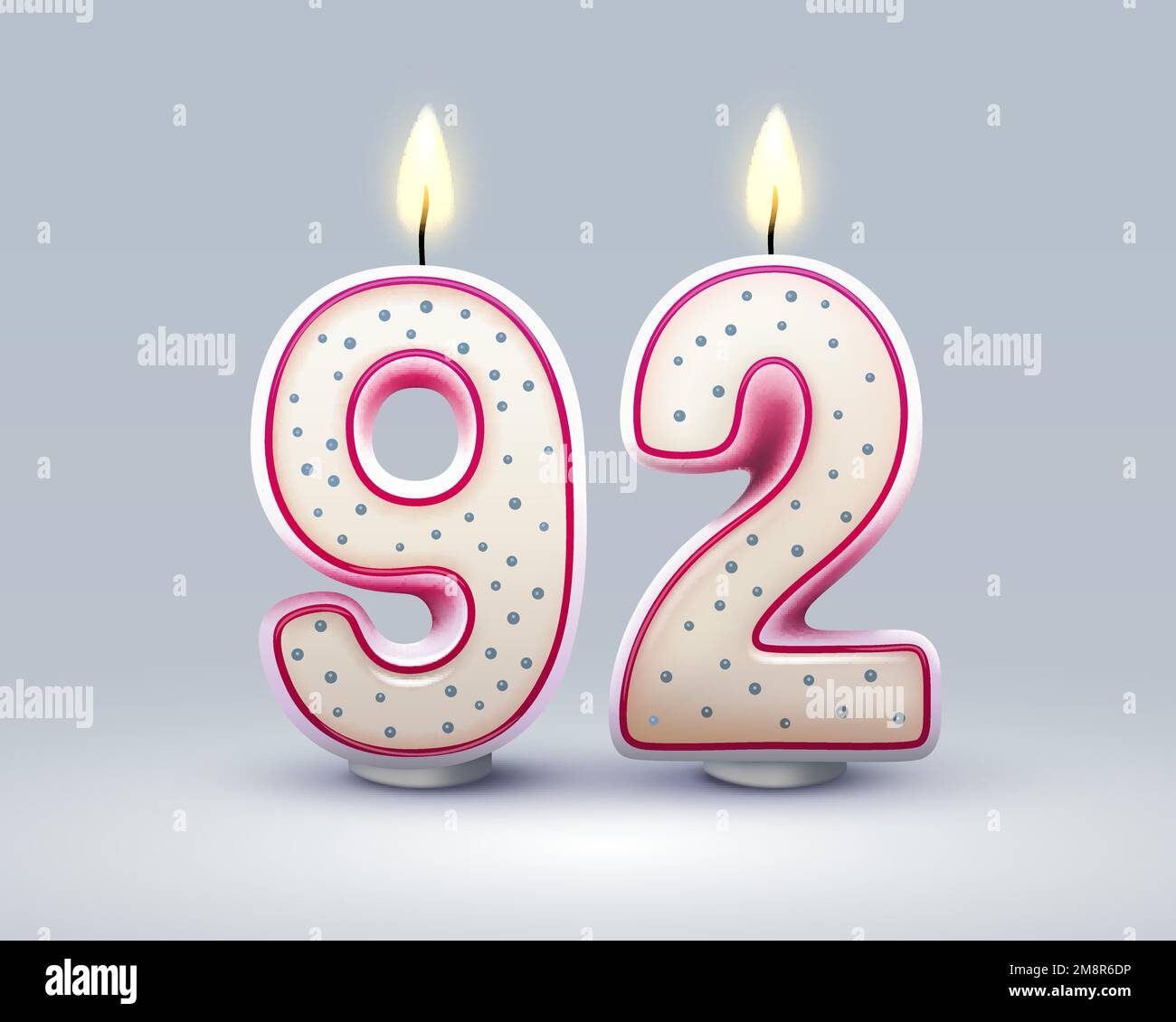 Alles gute zum Geburtstag. 92 Jahre Geburtstag, Kerze in Zahlenform