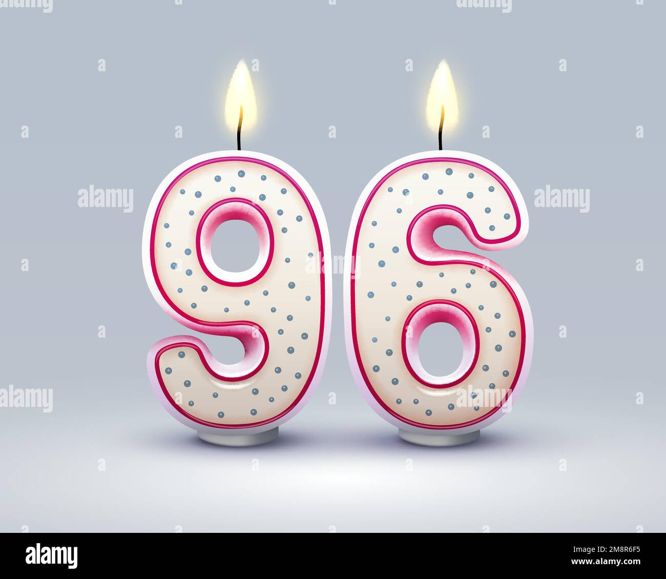 Alles gute zum Geburtstag. 96 Jahre Geburtstag, Kerze in Zahlenform