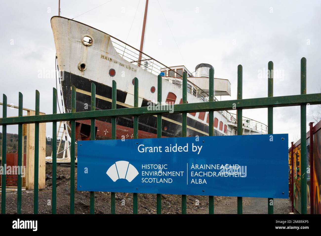 Maid of the Loch under Restauration, Balloch, Loch Lomond, Schottland, Großbritannien Stockfoto