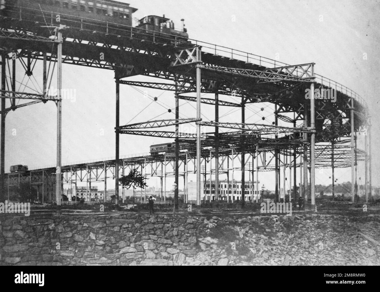 New York - frühes Nahverkehrssystem - 1889 Stockfoto