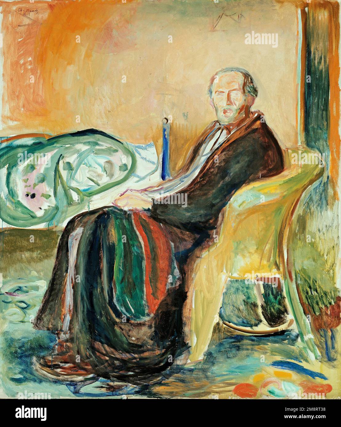 Selbstporträt mit der Spanischen Grippe. Edvard Munch. 1919. Stockfoto