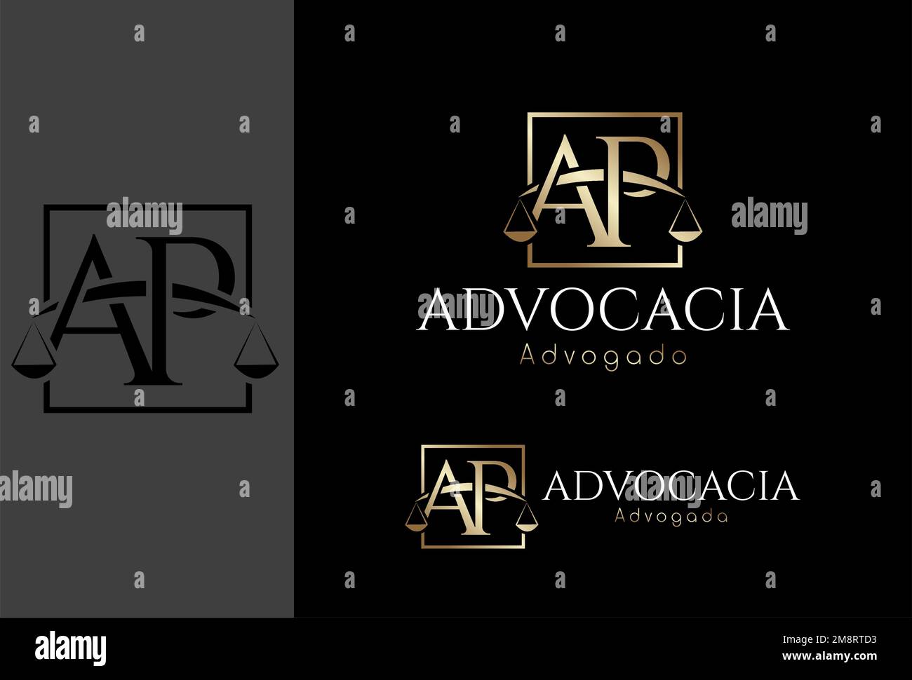 Logomarca, Logo Advocacia baseada na letra inicial AP Stock Vektor