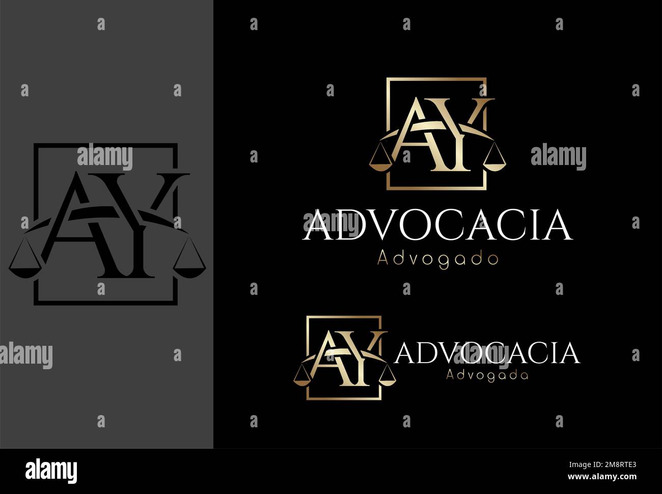 Logomarca, Logo Advocacia baseada na letra inicial AY Stock Vektor