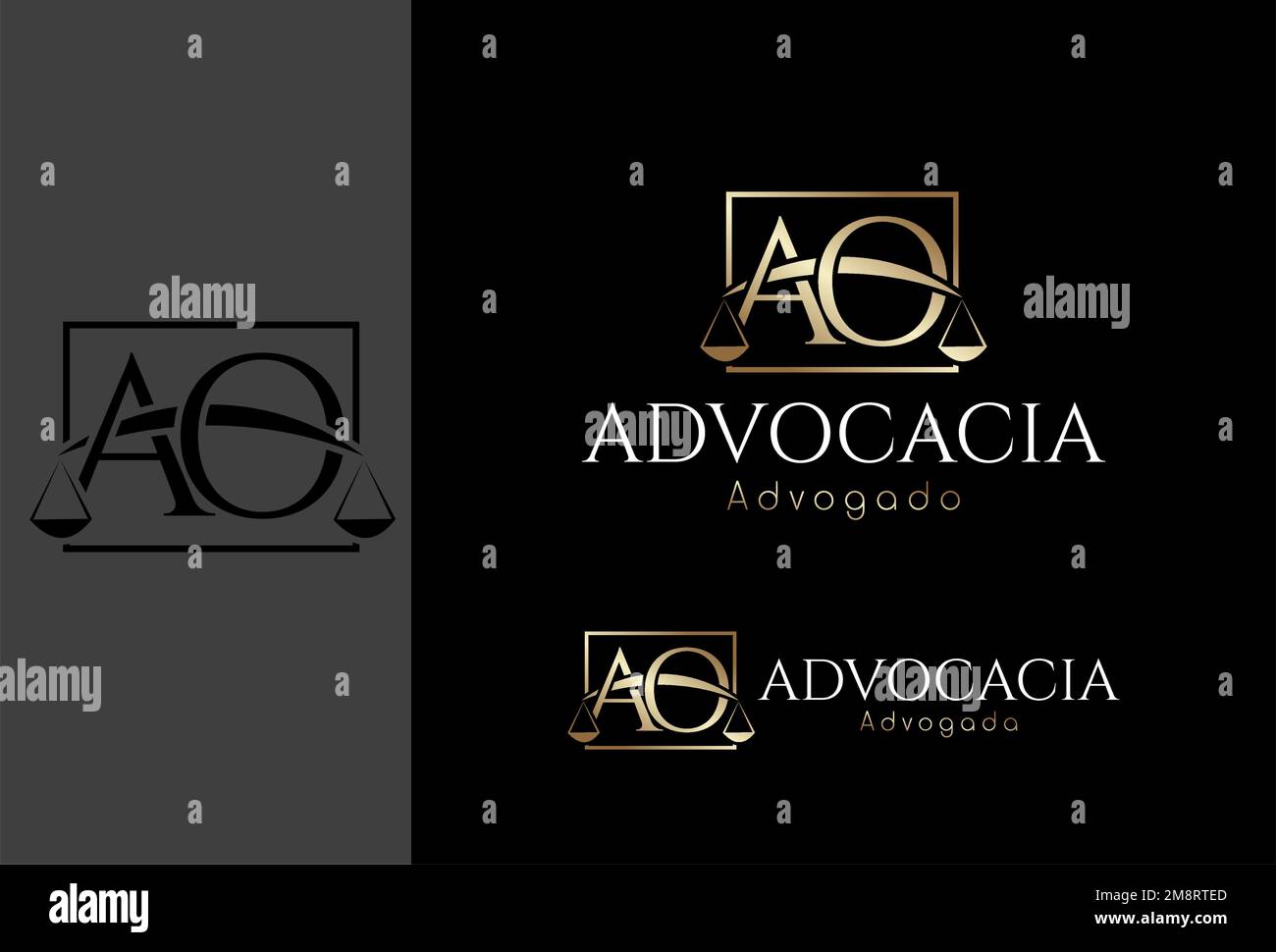 Logomarca, Logo Advocacia baseada na letra inicial AO Stock Vektor