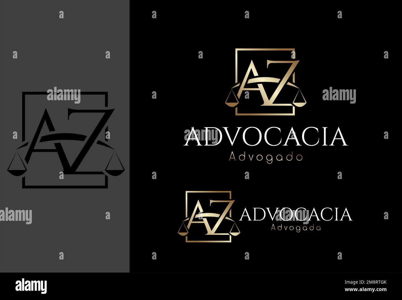 Logomarca, Logo Advocacia baseada na letra inicial AZ Stock Vektor