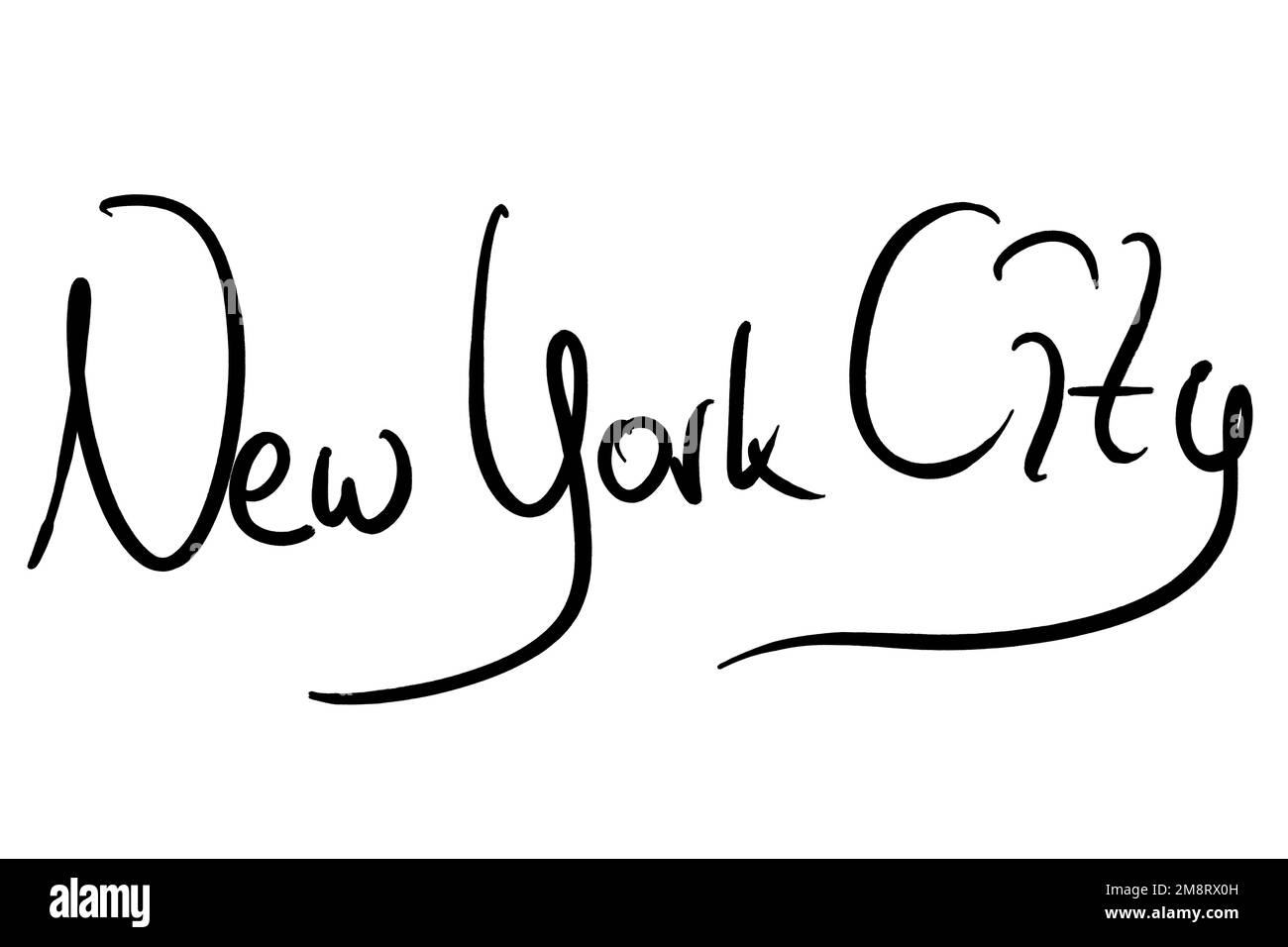 Name der Stadt, handgeschrieben schwarz auf weiß Stockfoto