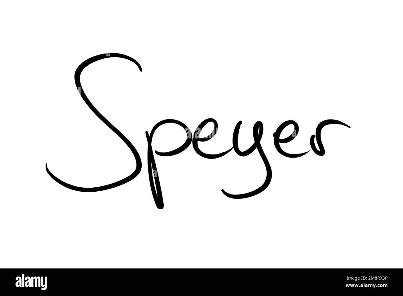 Name der Stadt, handgeschrieben schwarz auf weiß Stockfoto