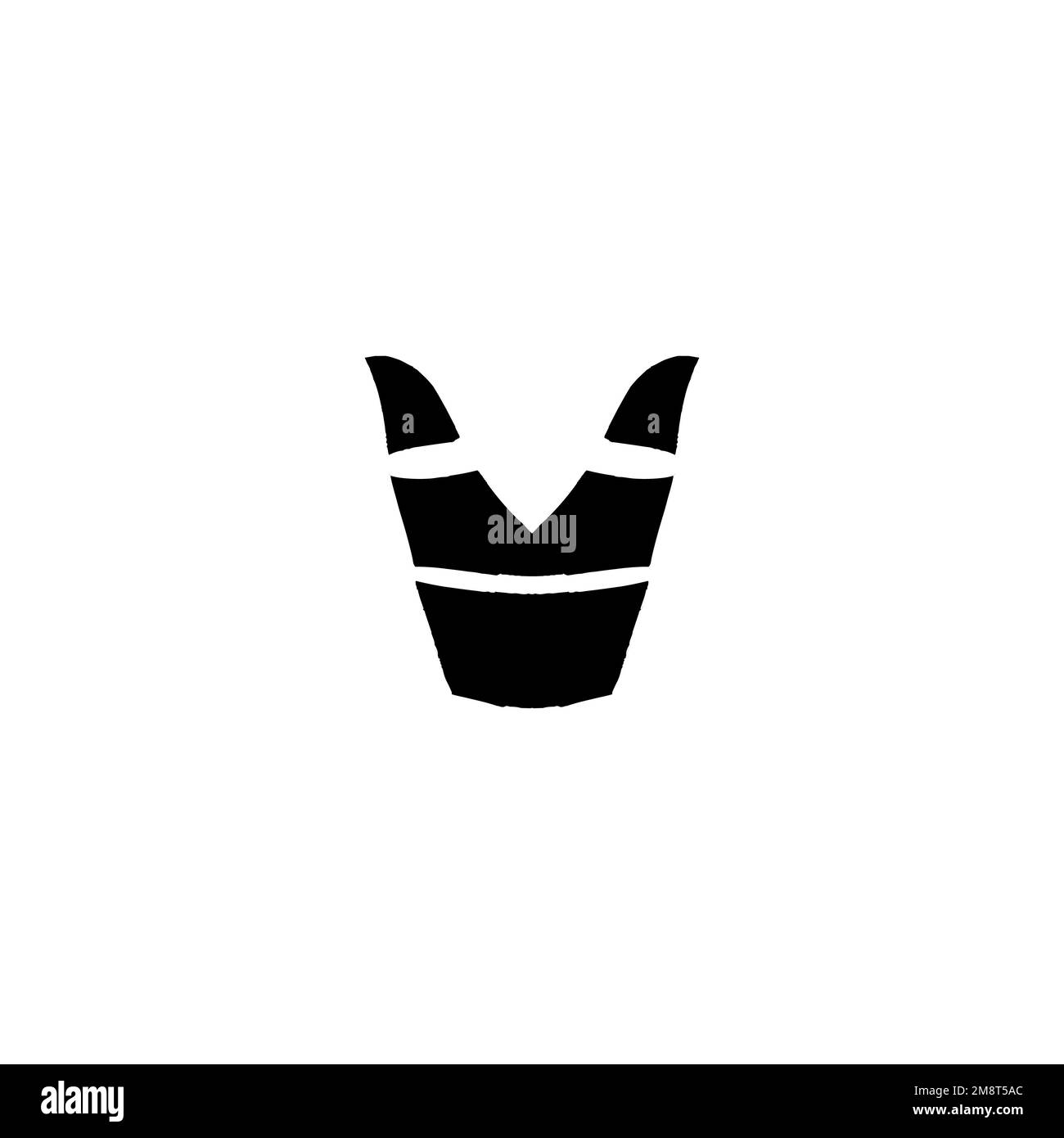 Teufelshorn-Symbol. Einfaches Poster „Frohe Weihnachten“ mit Hintergrundsymbol. Markenlogo-Designelement. Devil-Horn-T-Shirt-Druck. Vektor für Aufkleber. Stock Vektor