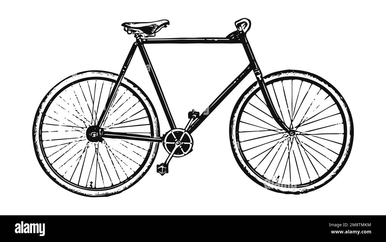 Alte Fahrradzeichnung, Gravur aus dem XIX. Jahrhundert Stockfoto