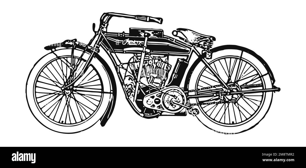 Oldtimer-Motorrad-Illustration, klassische Version Stockfoto