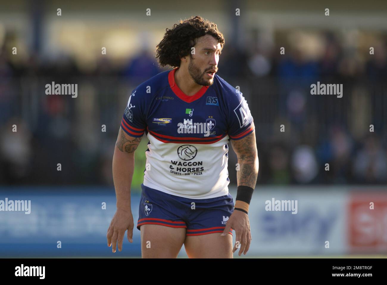 Wakefield, Großbritannien. 15. Januar 2023. Be Well Support Stadium, Wakefield, West Yorkshire, 15. Januar 2023. Wakefield Trinity gegen Halifax Panthers während des Reece LyneÕs Testimonial Pre-Season Friendly Match Kevin Proctor von Wakefield Trinity Credit: Touchlinepics/Alamy Live News Stockfoto