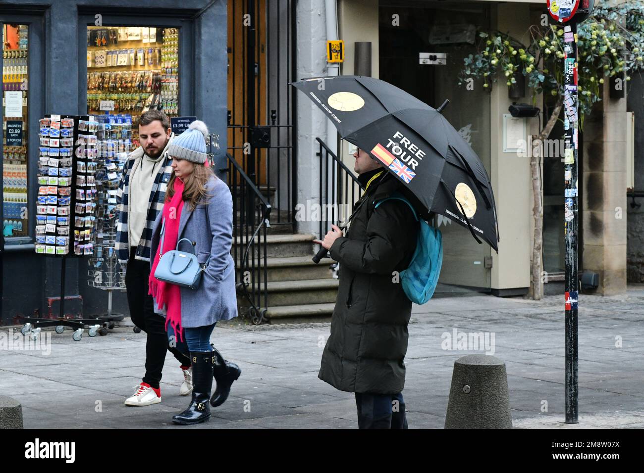 Edinburgh Scotland, Vereinigtes Königreich, 15. Januar 2023. Allgemeiner Blick auf die Royal Mile. Live-Nachrichten von sst/alamy Stockfoto