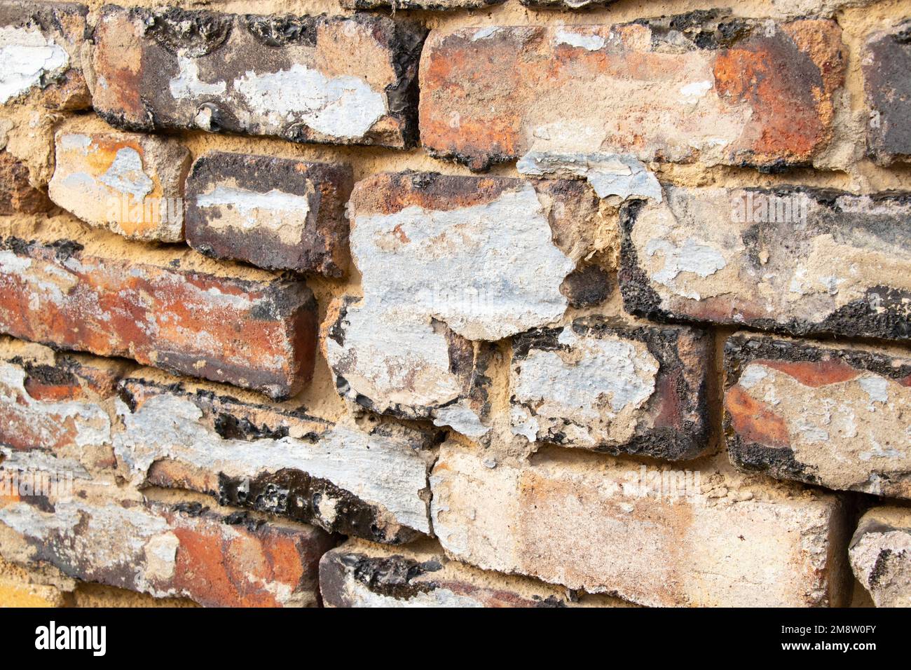 Hintergrund einer alten Backsteinwand-Nahaufnahme Stockfoto