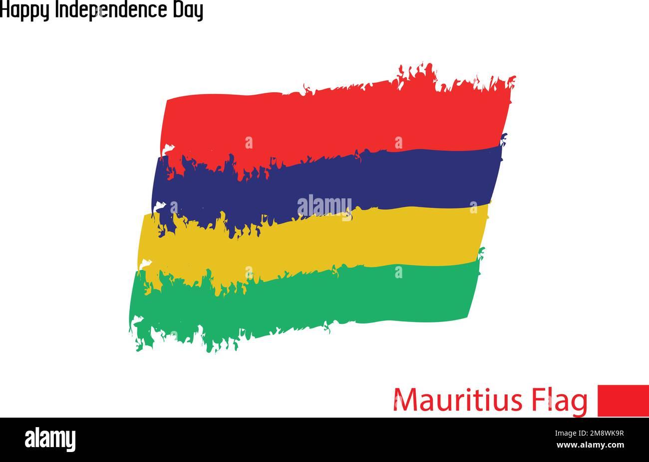 Mauritius Nationalflagge Kunstgrunge Pinselstrich Stock Vektor