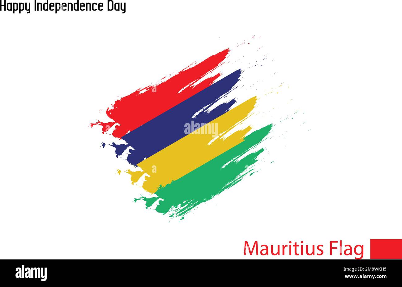 Mauritius Nationalflagge Kunstgrunge Pinselstrich Stock Vektor