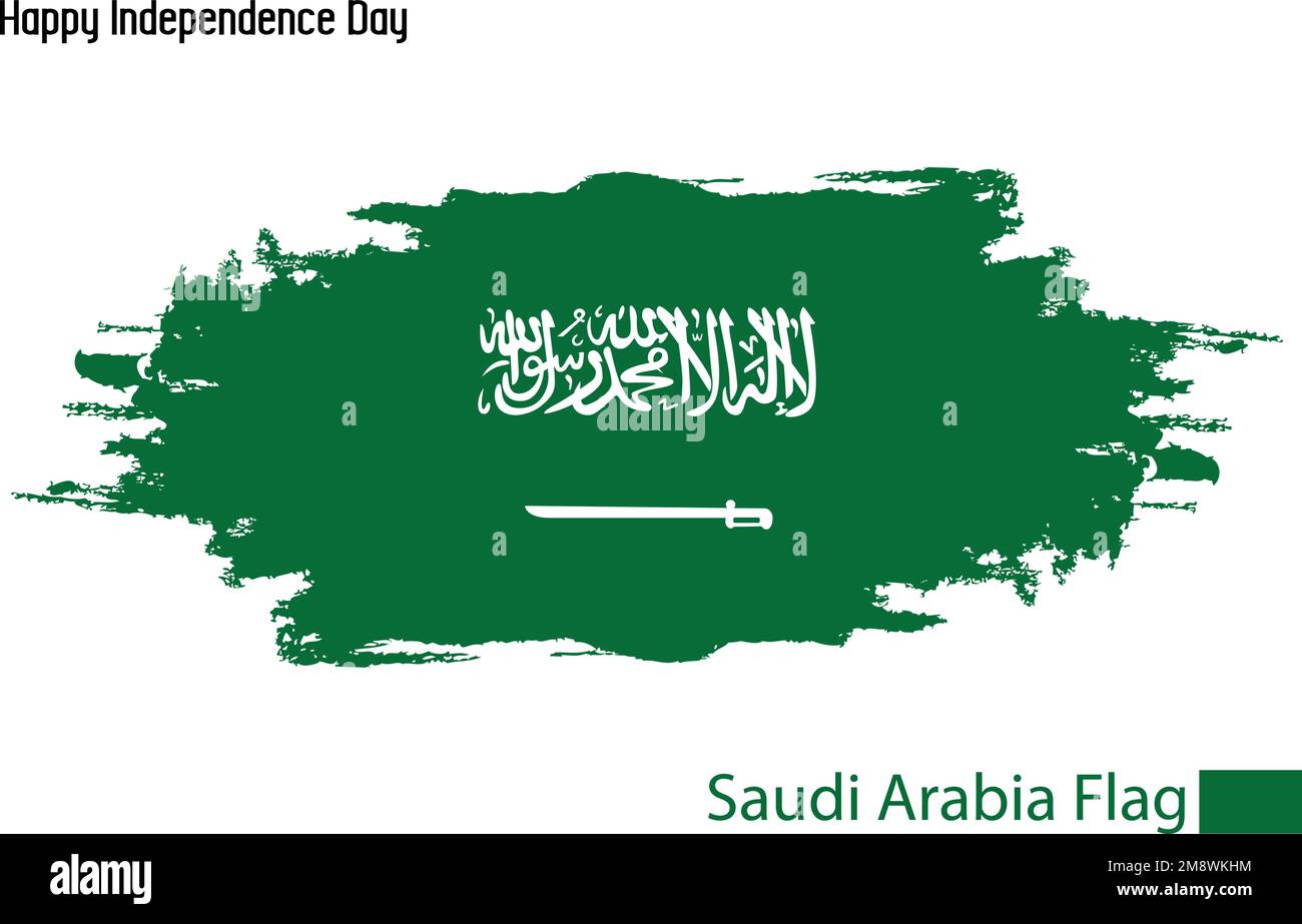Grunge Pinsel Strichvektordesign auf der Flagge Saudi-Arabiens gemalt Stock Vektor