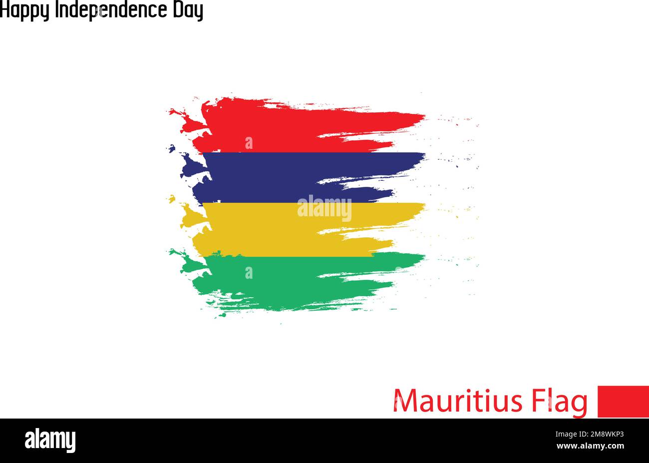 Mauritius Nationalflagge Kunstgrunge Pinselstrich Stock Vektor