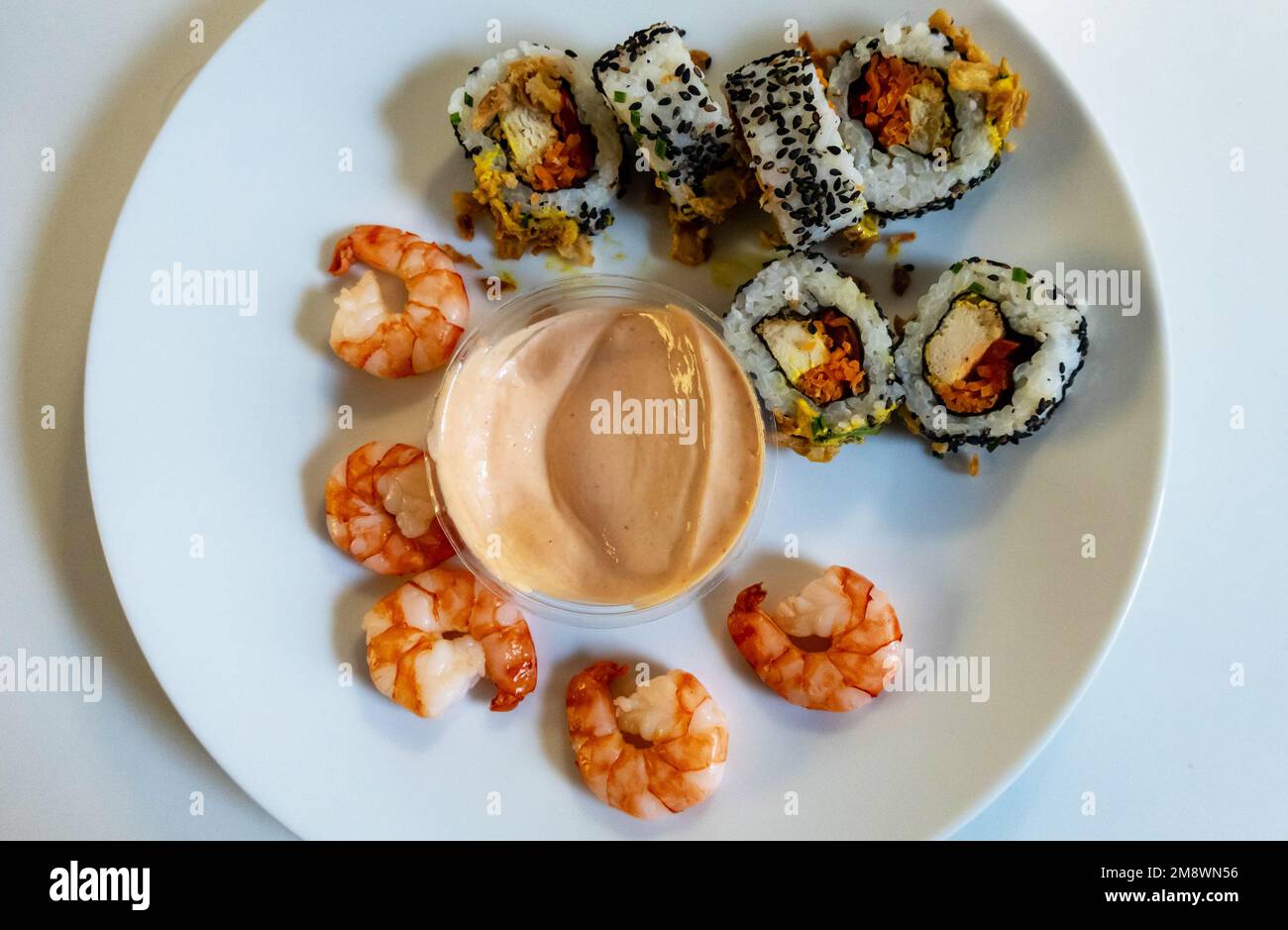 Koreanische Sushi und Tigergarnelen Stockfoto