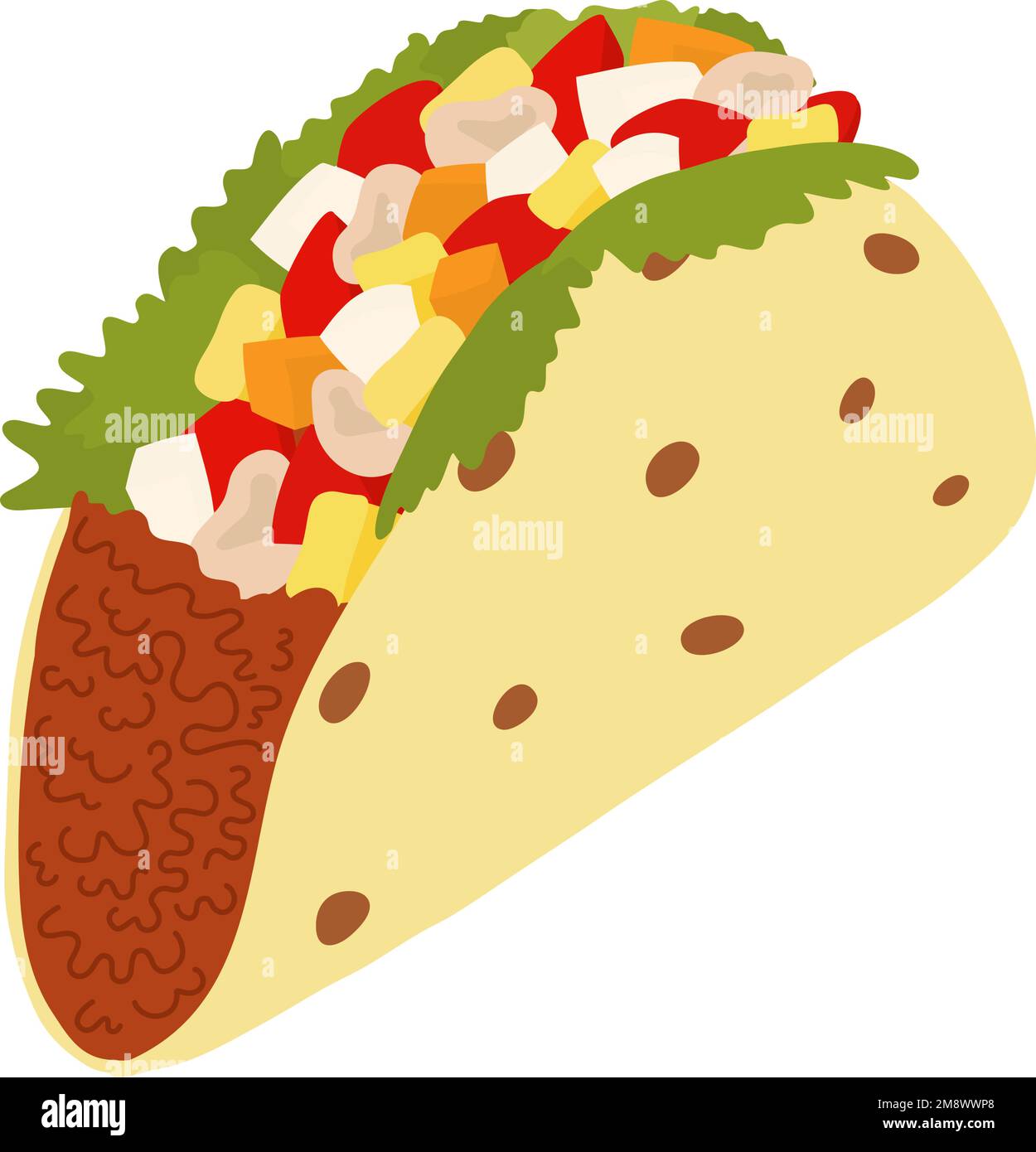 Tacos gefüllt mit Fleisch, Gemüse und Salat. Maismehltortillas ...