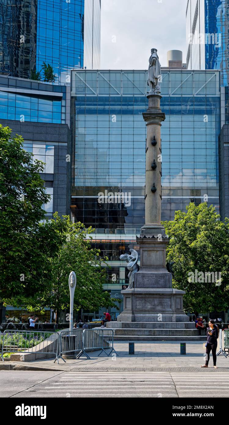 Statue von Christoph Kolumbus im Kolumbus-Kreis Stockfoto