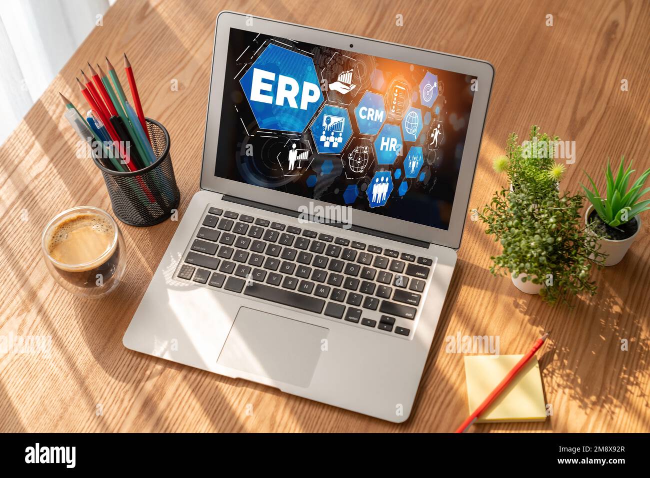 ERP Enterprise Resource Planning Software für modisches Geschäft, um die Marketingstrategie zu planen Stockfoto